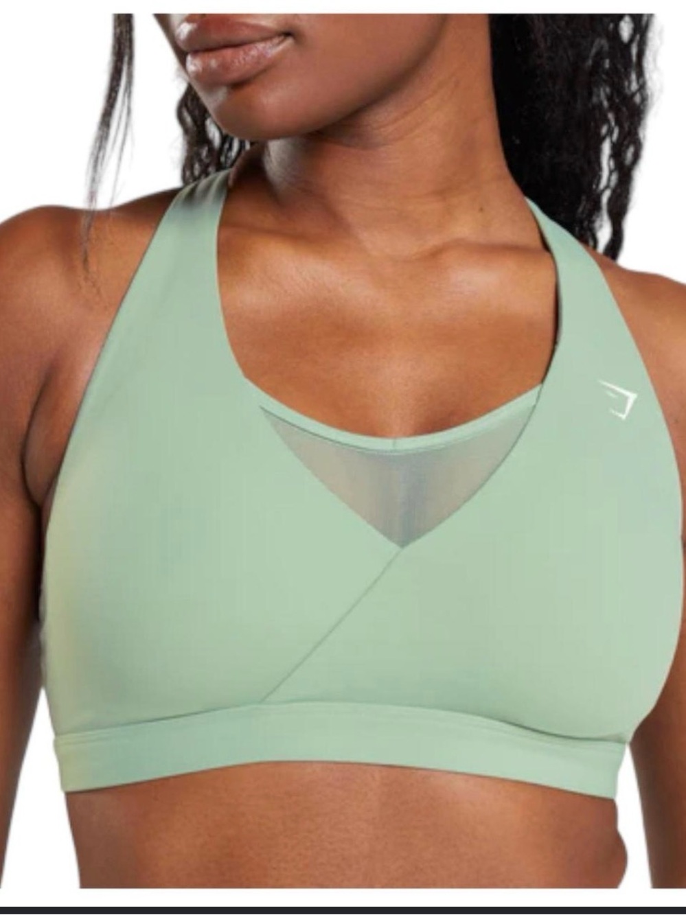 Gymshark Mint Green Seamless Mesh-Panel Sports Bra